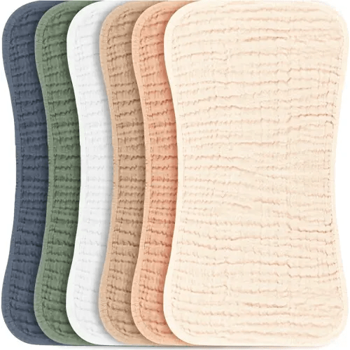 Konssy Muslin Baby Burp Cloths Sets for Unisex- 6 Pack Large 100% Cotton Burping Clothes for Newborn，Baby Girls and Boys