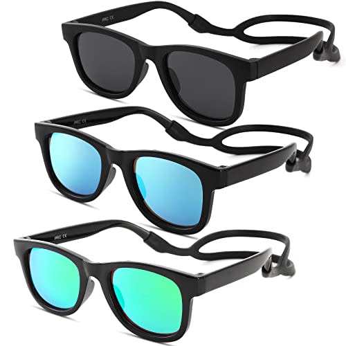 COASION Bendable Flexible Polarized Newborn Baby Sunglasses with Silicon Strap for Infant Boys Girls Age 0-12 Months CA9042