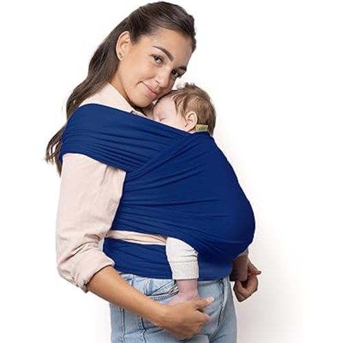 Boba Baby Wrap Carrier – Original Baby Sling Carrier for Newborns (7–35 lbs), Soft, Secure, Hands-Free & Ergonomic, Ideal for Comfortable Bonding, New Parents (Serenity Dark Blue)