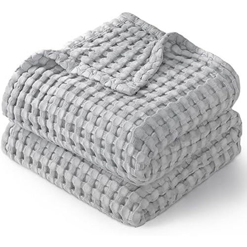 Maliton Waffle Baby Blanket for Boys Girls, Breathable Soft Cotton Blankets, Neutral Baby Nursery Swaddle Blankets, Lightweight Throw Blanket for Toddlers, （Grey）