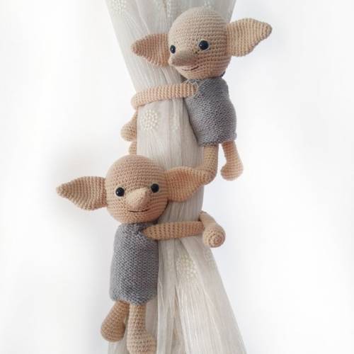 Dobby Elf Curtain Tie Back, Harry Potter Nursery Theme, Elf Crochet Curtain Tie Back, Harry Potter Room Decor - Etsy