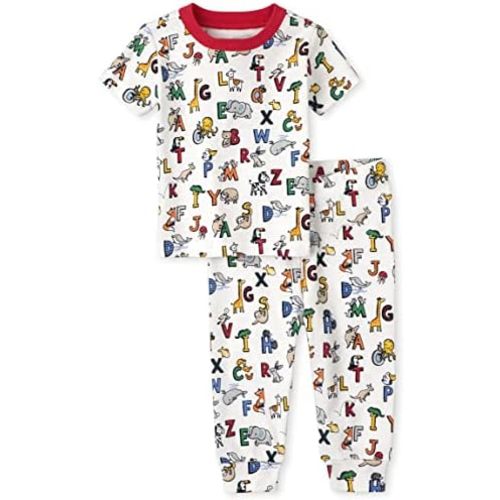 The Children's Place Baby Boys' Snug Fit 100% Cotton Short Sleeve Top and Pants 2 Piece Pajama Set