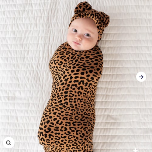 Classic Leopard Swaddle & Luxe Bow Headband Set - Little Sleepies