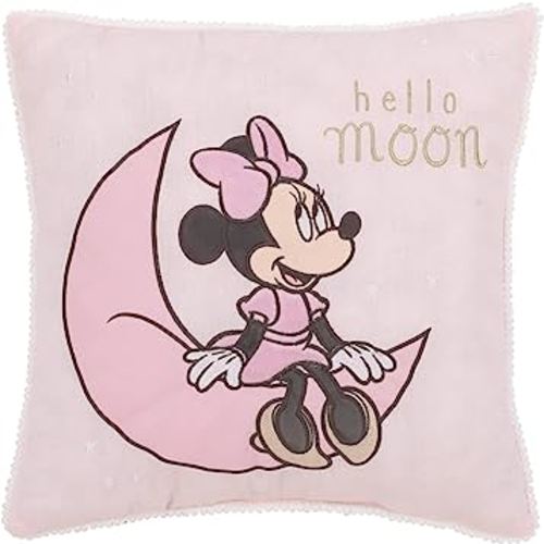 Disney Minnie Mouse Twinkle Twinkle Minnie Pink, White and "Hello Moon" Decorative Pillow