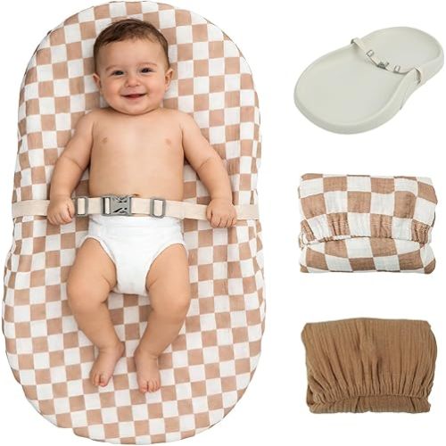 2 Pack Changing Pad Cover for Girls Boys,Lovely Soft Breathable Cotton Changing Table Cover,Unisex Baby Diaper Change Table Pad Covers.Fit 32"x16" Contoured Pad(Checkerboard,Brown)