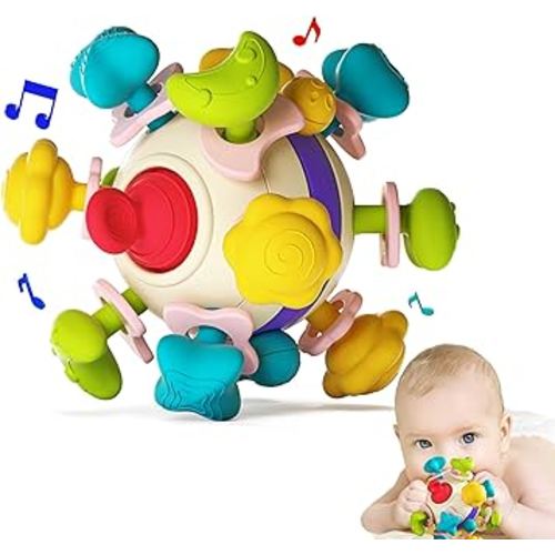 Baby Teether Sensory Toys, Baby Teething Toys for 0-3-6-12-18 Months, Boys Girls Baby Shower Gifts Newborn Infant Rattle Toys, Montessori Learning Developmental Toddler Toys for 1 2 Year Old