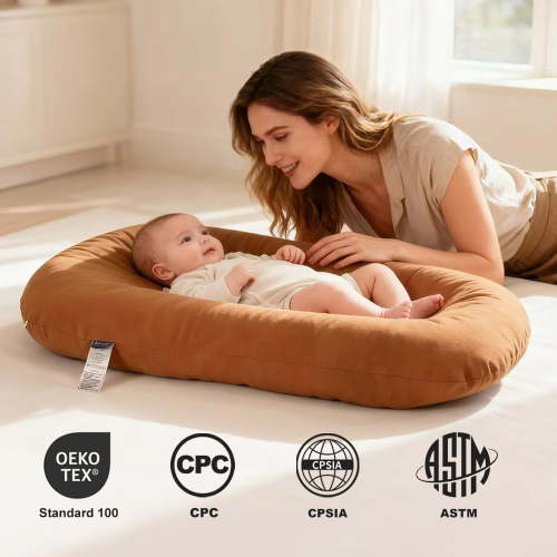 Infant Lounger, Soft Cotton and Waterproof Inner, Baby Floor Seat for Tummy Time, Baby Lounger for Newborn 0-24 Months, Essentials for Newborns (brown)