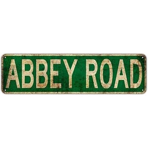 Abbey Road Retro Metal Tin Signs - Instagram Style Country Road Signs - 4x16 inches Decorative Wall Art for Man Cave