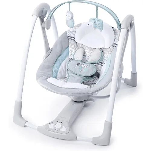 Ingenuity Compact Lightweight Portable Baby Swing with Music, Nature Sounds and Battery-Saving Technology - Abernathy, 0-9 Months