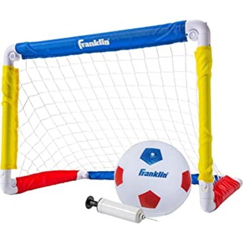 Franklin Sports Kids Mini Soccer Goal Sets - Backyard + Indoor Mini Net and Ball Set with Pump - Portable Folding Youth Soccer Goal Sets for Kids + Toddlers - 24" x 16"