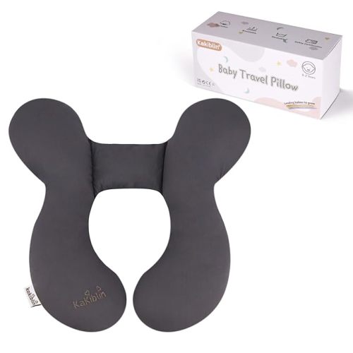 KAKIBLIN Baby Travel Pillow, Upgraded Baby Neck Pillow for Car Seat, Head Support Pillow for Car Seat Pushchair, Grey