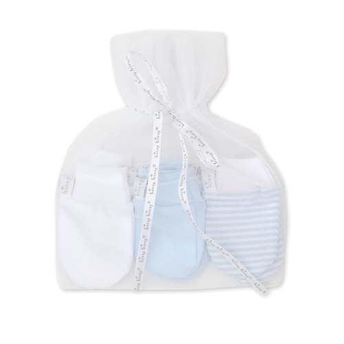 Blue Stripe 3 Pack Mitts Set w/ Tulle Bag