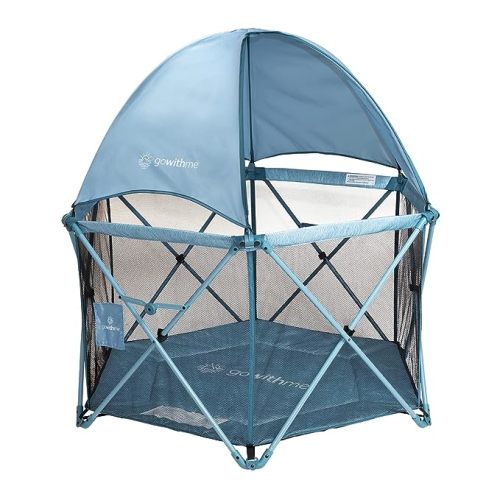 Baby Delight Go with Me Eclipse Deluxe Portable Playard | Playpen | Sun Canopy | Indoor and Outdoor | Ultra Padded Nylon Floor | Blue Wave