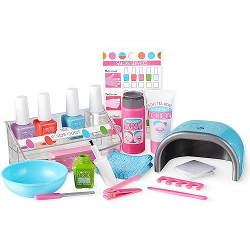 Melissa & Doug Love Your Look Pretend Nail Care Play Set – 20 Pieces for Mess-Free Play Mani-Pedis (Does NOT Contain Real Cosmetics), Pink