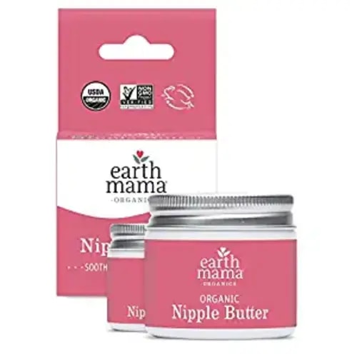 Organic Nipple Butter Breastfeeding Cream by Earth Mama | Lanolin-free, Postpartum Essentials Safe for Nursing, Non-GMO Project Verified, 2-Fluid Ounce (2-Pack) - 2 Fl Oz (Pack of 2)