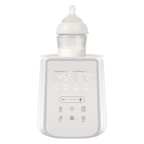 Baby Bottle Warmer for Breast Milk with Timer & Night Light, 11-in-1 Milk Warmer for Baby Bottles, 48H Keep Warm, BPA-Free Fast Heating with Adjustable Temperature (86-194℉) for Glass/PPSU Bottles
