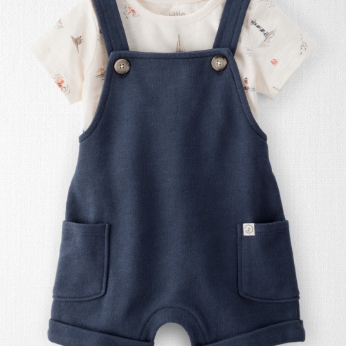 Navy Baby 2-Piece Organic Cotton Shortall Set | Carter’s Oshkosh Canada