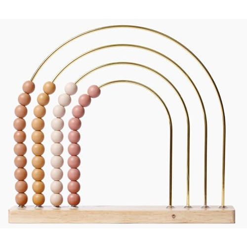 Brooklyn Neutral Boho Rainbow Abacus - STEM Toy- Boho Nursery Decor and Playroom Decor- Math Toddler Toy with Beads- Montessori Toys - Aesthetic Modern Educational Wooden Toys