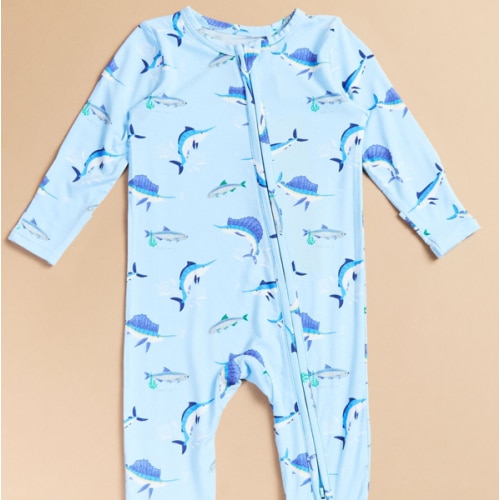 Deep Sea Fishing Footie in Blue | Tullabee