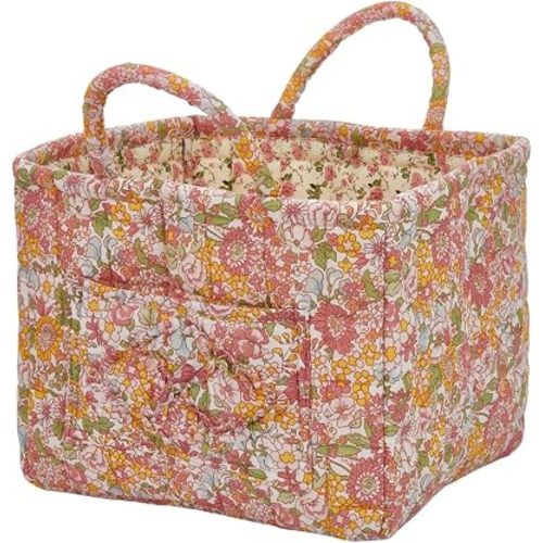 Boho Fabric Storage Basket, Large Capacity Laundry Basket, 12.2'' x 10.23'' x 10.23'' Collapsible Laundry Hamper with Easy Carry Handles (C Multi-Color 3, L)