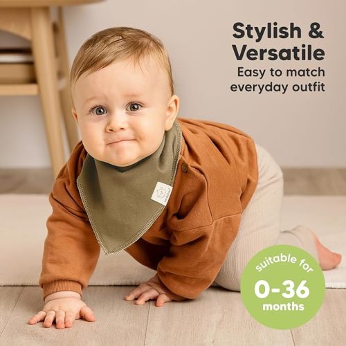 KeaBabies 8-Pack Organic Baby Bandana Drool Bibs - Stylish Unisex Bandana Bibs, Super Absorbent Bandana Drool Bibs, Gentle Teething Bibs for Infants, Organic Cotton Baby Bib (Daybreak) - One Size (Pack of 8)