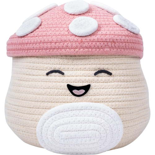 Squishmallows Malcolm the Mushroom Woven Storage Basket With Lid | 8.5 Inches Tall | Officially Licensed Squishmallows Merchandise. Mushroom Squishmallow.
