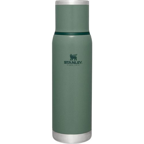 Stanley Adventure-To-Go Vacuum Bottle 1.1 qt | Wide Mouth with Leakproof Cup Lid | Keep Drinks Hot or Cold | Packable for Travel | Insulated Stainless Steel Thermos | BPA-Free | Hammertone Green