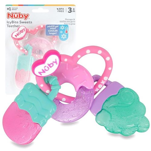 Nuby IcyBite Popsicle, Donut and Ice Cream Teether Ring - 3+ Months - Donut/Ice Cream