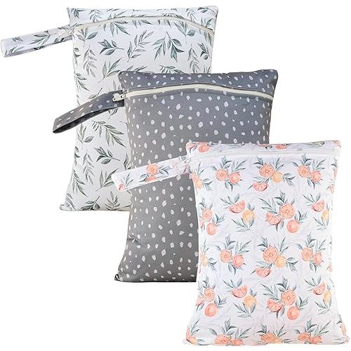 3 Set Wet Bag Storage Bag Waterproof Washable Travel Bags, Beach, Pool, Gym Bag for Swimsuits & Wet Clothes (Orange)