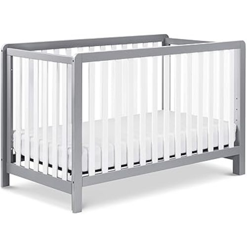 Carter's by DaVinci Colby 4-in-1 Convertible Baby Crib with Wooden Toddler Bed, Daybed & Full-Size Bed Conversion - Durable, GREENGUARD Gold Certified - 4 Adjustable Mattress Heights - Grey and White