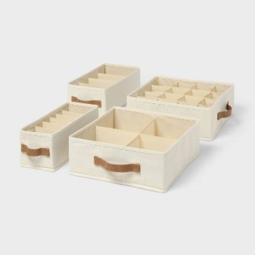 4pk 2 Medium/2 Small Clothing Storage Bins with Dividers - Brightroom™