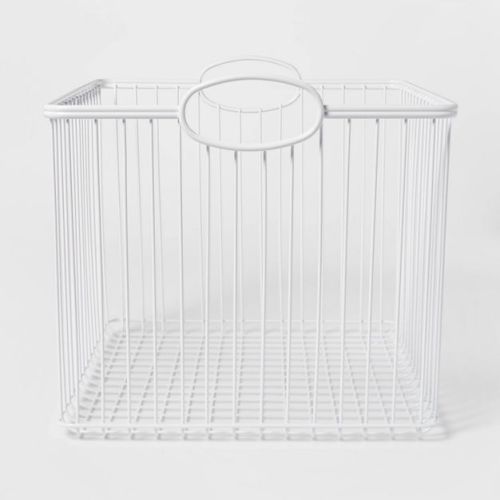 Medium Wire Stackable Kids' Storage Basket Navy - Pillowfort™: Metal Wire Basket, Powder-Coated, Rectangle, Handles