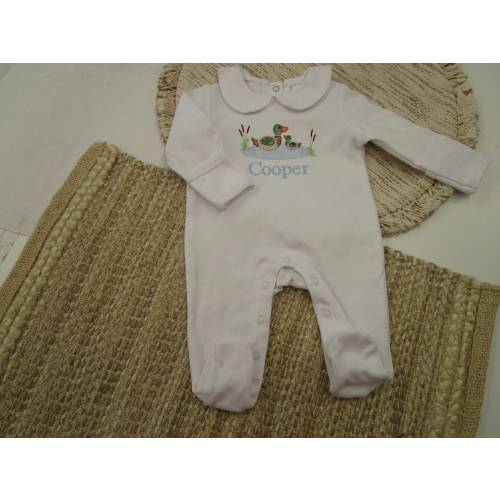 Baby Boy Coming Home Outfit- Monogrammed Romper, Footie-Personalized Baby Gift-Mallard Duck