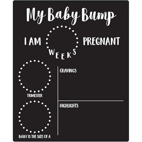 My Baby Bump Pregnancy Timeline Dry Erase Sign / 10" x 12" Black Dry Erase Style Mother Baby Size Tracking Sign/Monthly Milestone New Mom Photo Prop/Made in The USA