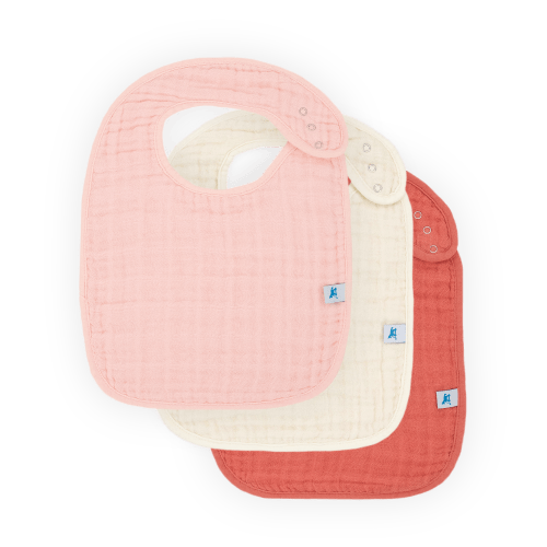 Cotton Muslin Classic Bib 3 Pack - Rose Petal