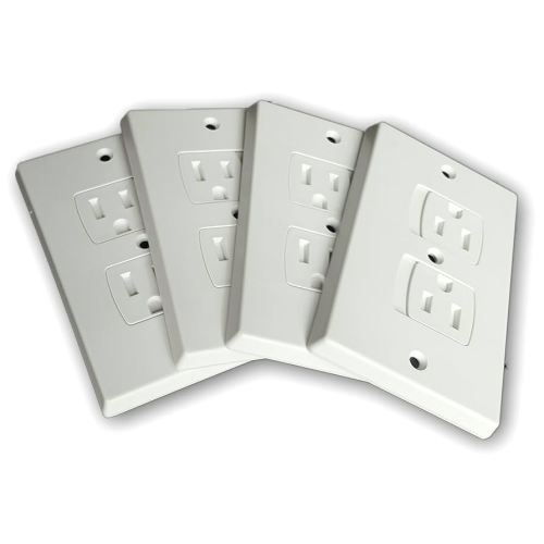 Self-Closing Electrical Wall Outlet Covers for Baby Proofing, Premium Plastic, Standard-Size Child Proof Outlet Cover, 4.6 x 3 Inches, Pack of 4, White - Wonderkid