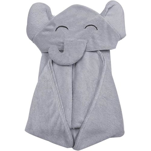 YOYOO Premium Baby Bath Towel – Viscose Derived from Bamboo, Baby Hooded Towels - Newborn Essential Cute Grey Little Elephant -Perfect Baby Registry Gifts for Boy Girl
