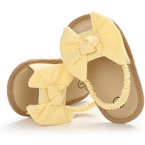 COSANKIM Infant Baby Girls Summer Sandals with Flower Soft Sole Newborn Toddler First Walker Crib Dress Shoes