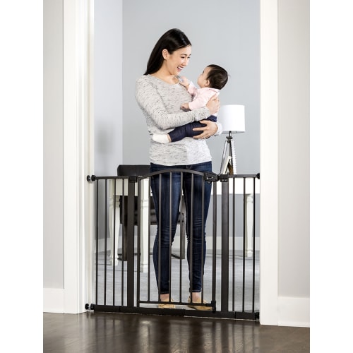Free Shipping! Regalo Easy Step Arched Décor Walk Thru Baby Gate, Includes 4-Inch Extension Kit, 4 Pack Pressure Mount Kit and 4 Pack Wall Mount Kit, Bronze