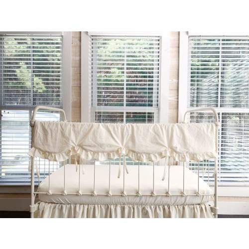 Ivory Scalloped Crib Rail Cover Long Side | Handmade Luxury