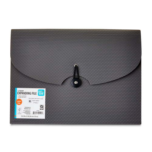 Pen+Gear 13-Pocket Letter-Size Expanding File Folder, Textured Gray
