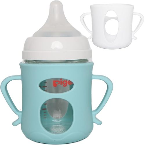 for Pigeon Glass Baby Bottle Silicone Holder, Compatible with 5.4 oz, Designed Exclusively for Glass Baby Bottles. (5.04oz) 2pcs