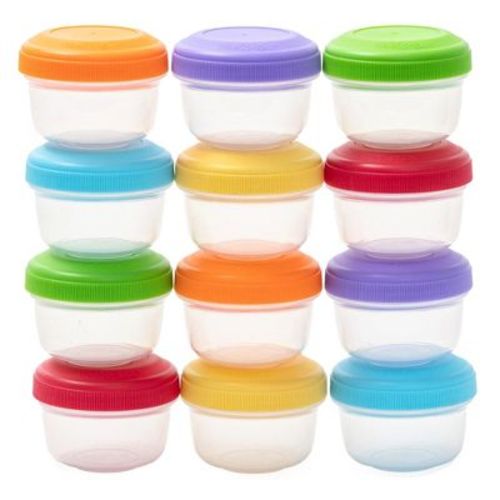 Weesprout Leakproof Baby Food Storage, Small Plastic Containers With Lids - 4oz, Variety Bright, Set Of 12