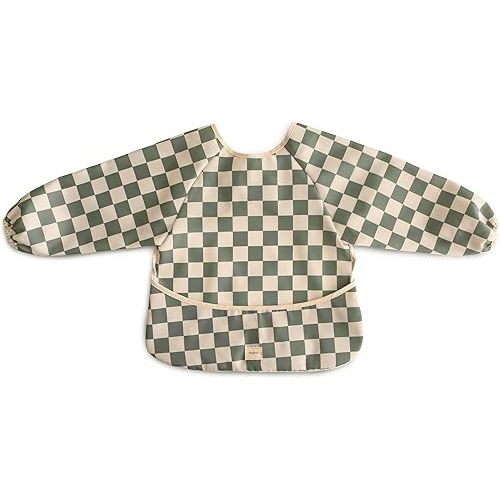 mushie Long Sleeve Baby Bib | Water Resistant Adjustable Fit for Ages 6-24 Months