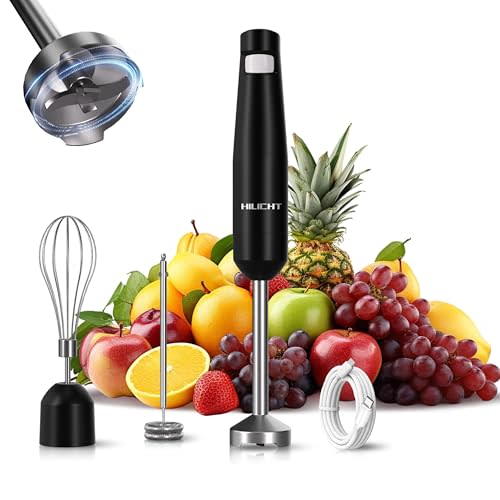 Cordless Immersion Hand Blender (Stick Blender) – Smooth, Controlled Blending for Everyday Cooking, 12V Brushless Motor, Pressure-Sensitive Variable Speed, USB-C Rechargeable, Easy-Clean (Black)