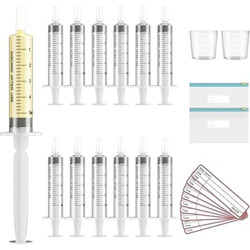 20 Sets 5ml Colostrum Collector with Caps, Colostrum Collection Kit Includes 20pcs Sterile Colostrum Syringes, 2 Measuring Cup, 2 Storage Bags, 20 Labels (Breast Milk Syringe without Needle)