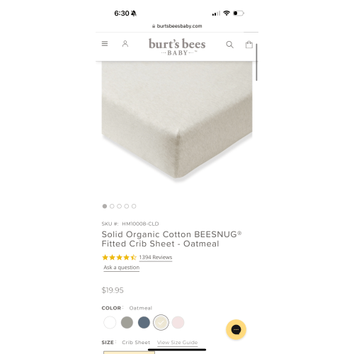 Solid Organic Cotton BEESNUG® Fitted Crib Sheet