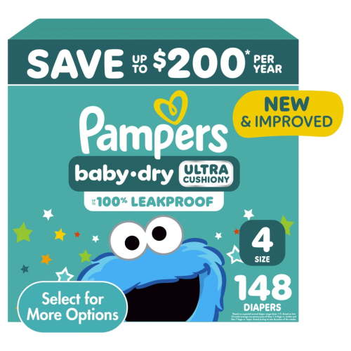 Pampers Baby Dry Baby Diapers Size 4, 148 Count (Select for More Options)