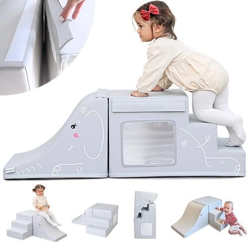 Amazon.com: LORAIA® Non-Toxic Foam Climbing Blocks for Toddlers 1-3 - Large Vegan Leather Baby Climbing Blocks - High-end Soft Play Set w/TOP Fasteners & Baby Slide - Climbing Toys for Toddlers 1-3 Inside : Toys & Games