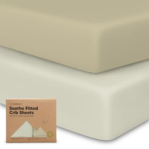 KeaBabies 2-Pack Organic Crib Sheets for Boys, Girls, Jersey Fitted Crib Sheet, Baby Crib Sheets Neutral, Cotton Breathable Crib Sheet, Cute Printed Crib Mattress Sheet, Baby Mattress Sheets (Lichen)